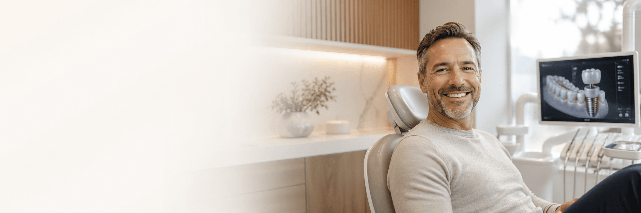 Patient smiling after dental implant treatment